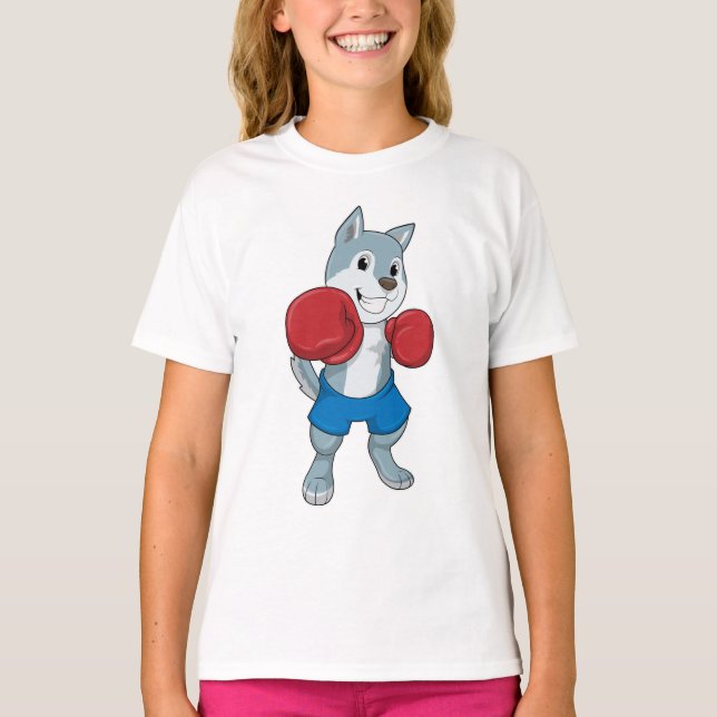 Dog as Boxer with Boxing gloves T-Shirt (Front)