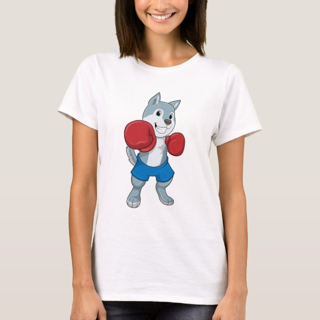Dog as Boxer with Boxing gloves T-Shirt (Front)