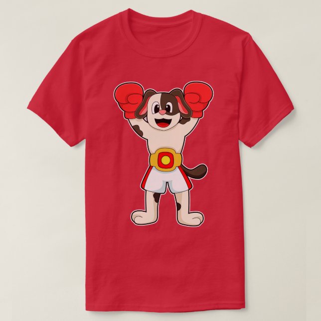 Dog as Boxing champion with Belt Boxing gloves T-Shirt (Design Front)