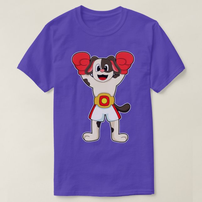 Dog as Boxing champion with Belt Boxing gloves T-Shirt (Design Front)