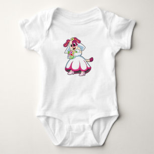 Dog as Bride with Wedding dress & Flowers Baby Bodysuit