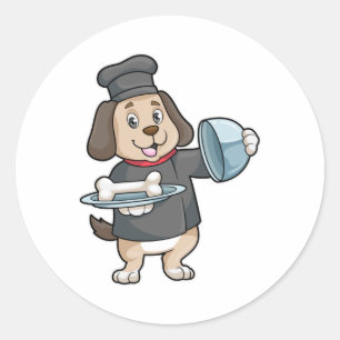 Dog as Chef with Platter & Bones Classic Round Sticker
