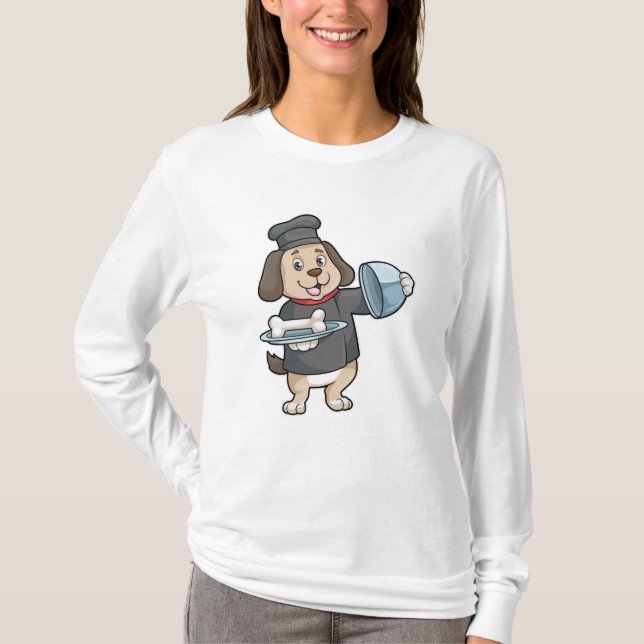 Dog as Chef with Platter & Bones T-Shirt (Front)