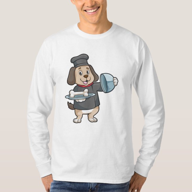 Dog as Chef with Platter & Bones T-Shirt (Front)