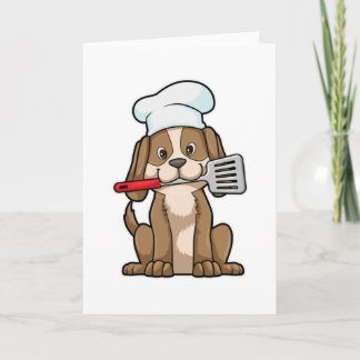 Dog as Cook with Chef's hat & Spatula Card