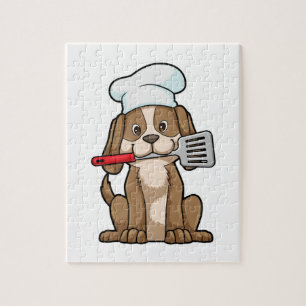Dog as Cook with Chef's hat & Spatula Jigsaw Puzzle