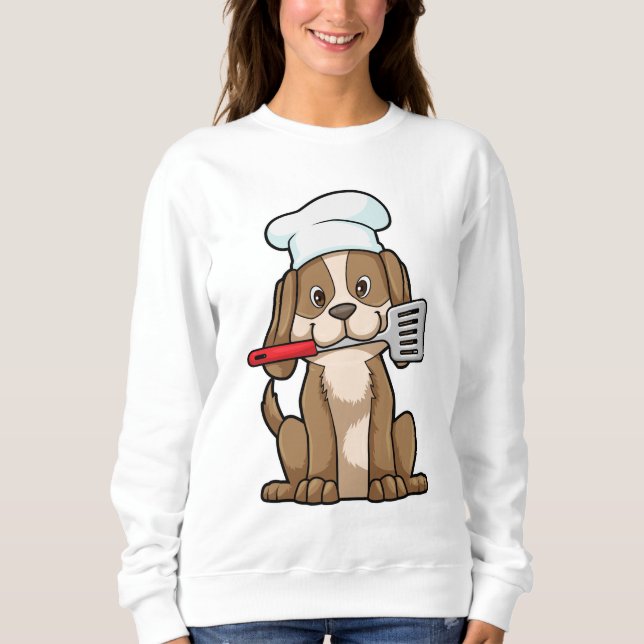 Dog as Cook with Chef's hat & Spatula Sweatshirt (Front)
