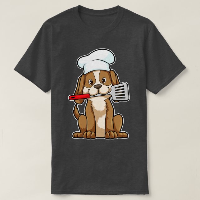 Dog as Cook with Chefs hat Spatula T-Shirt (Design Front)