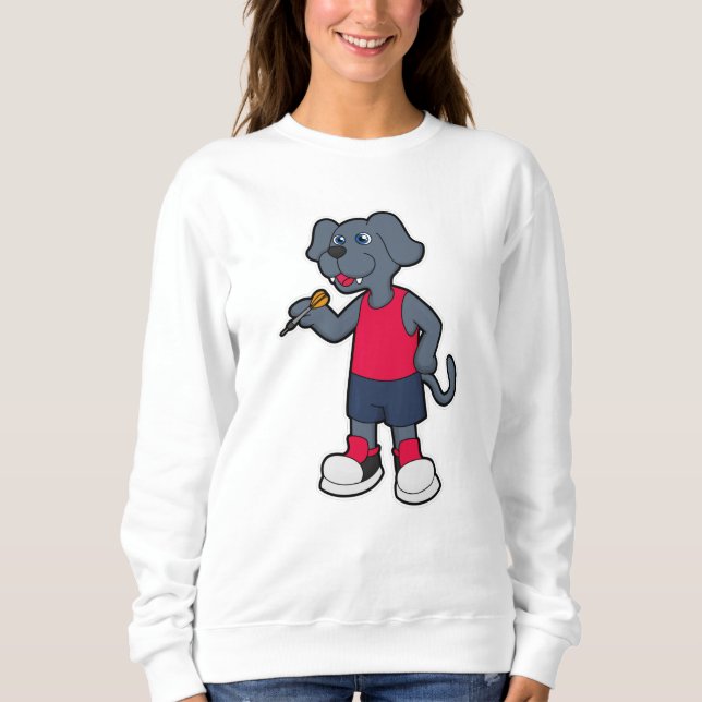 Dog as Dart player with Darts Sweatshirt (Front)