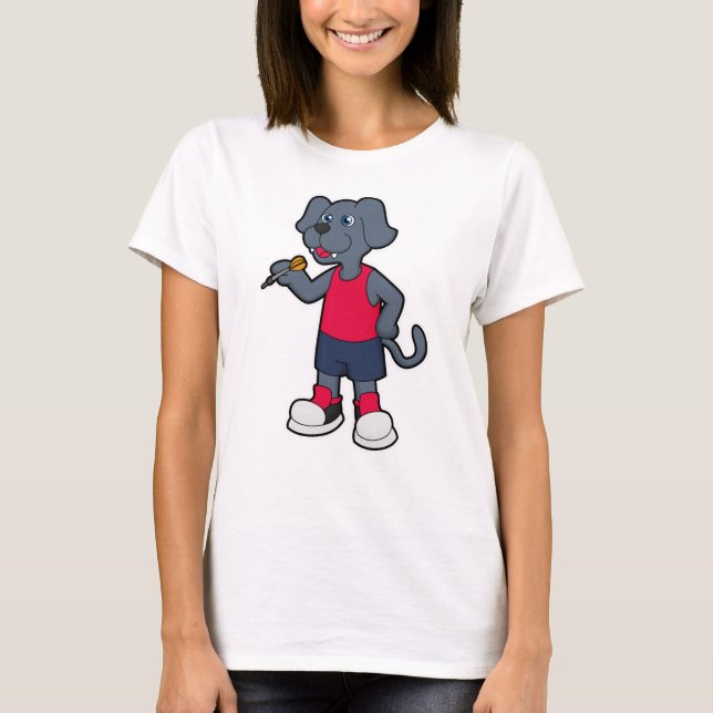 Dog as Dart player with Darts T-Shirt (Front)