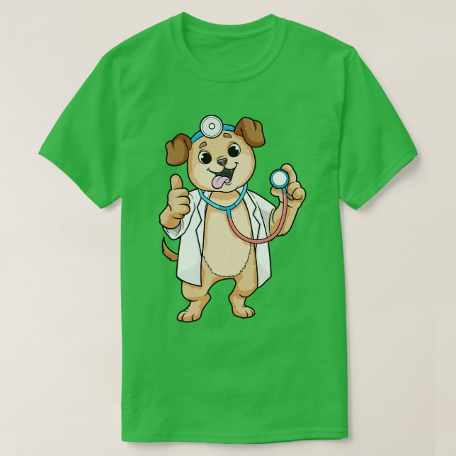 Dog as Doctor with Stethoscope T-Shirt (Design Front)