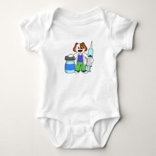 Dog as Doctor with Syringe Baby Bodysuit