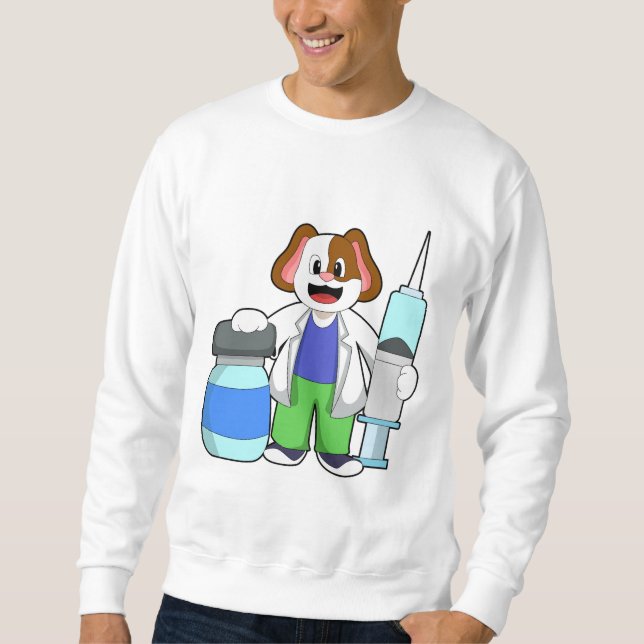 Dog as Doctor with Syringe Sweatshirt (Front)