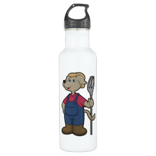 Dog as Farmer with Rake & Hat 710 Ml Water Bottle