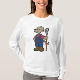Dog as Farmer with Rake & Hat T-Shirt