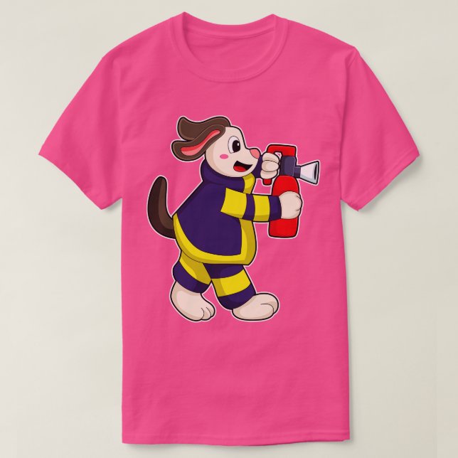 Dog as Firefighter with Fire extinguisher T-Shirt (Design Front)