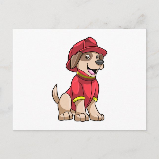 Dog as Firefighter with Fire helmet Postcard (Front)
