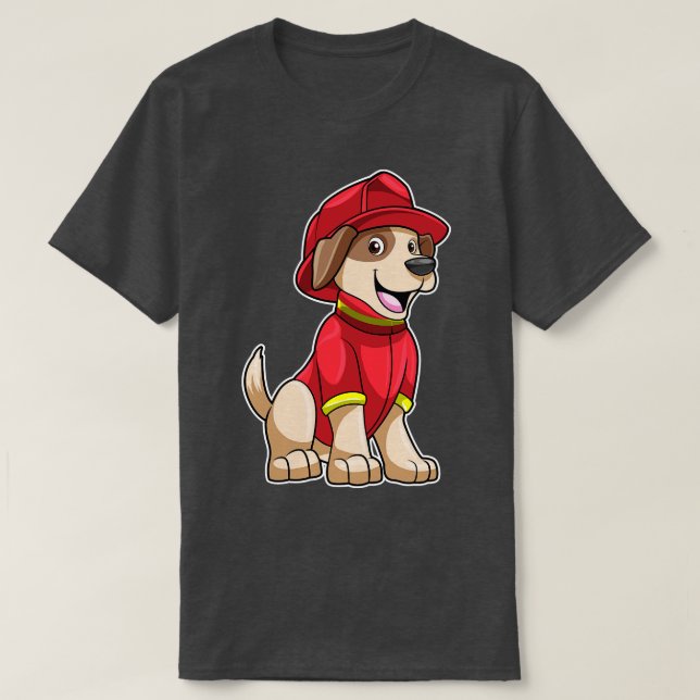 Dog as Firefighter with Fire helmet T-Shirt (Design Front)