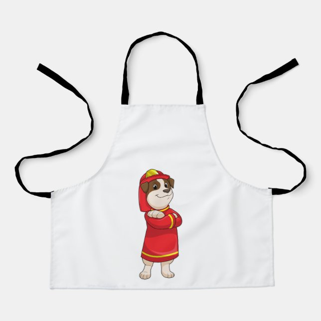 Dog as Firefighter with Helmet Apron (Front)