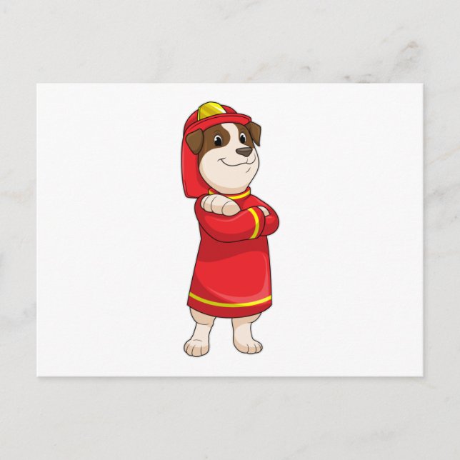 Dog as Firefighter with Helmet Postcard (Front)