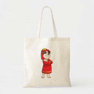Dog as Firefighter with Helmet Tote Bag