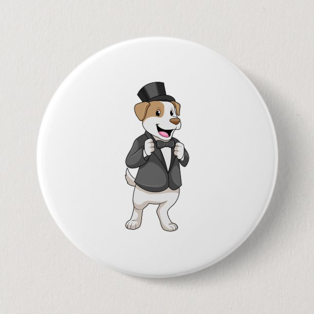 Dog as Groom with Ribbon 7.5 Cm Round Badge (Front)