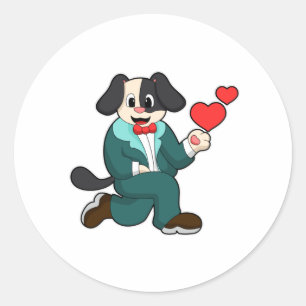 Dog as Groom with Suit & Tie Classic Round Sticker