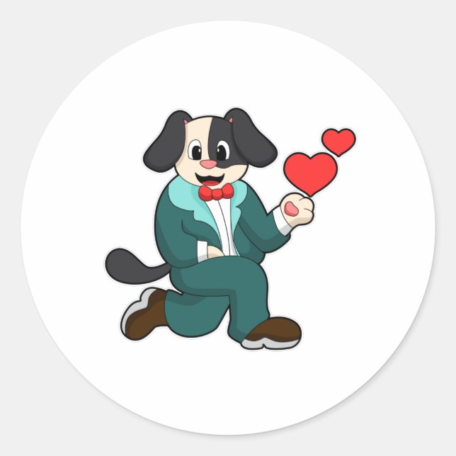 Dog as Groom with Suit & Tie Classic Round Sticker (Front)