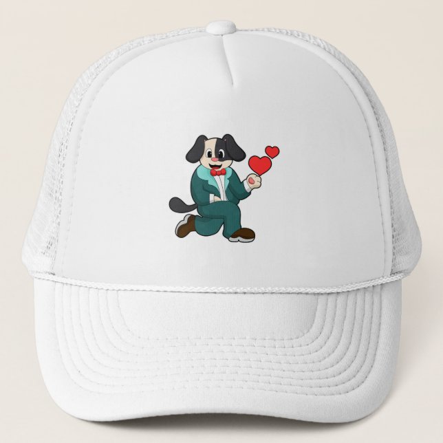 Dog as Groom with Suit & Tie Trucker Hat (Front)