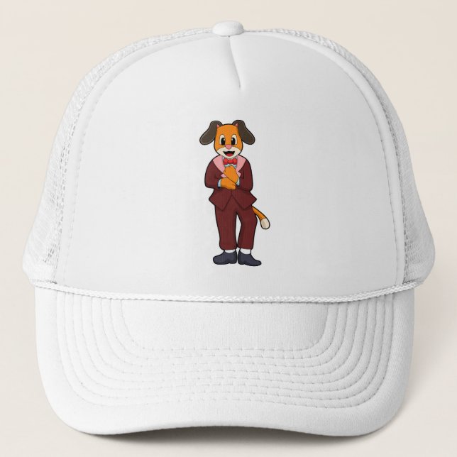 Dog as Groom with Suit Trucker Hat (Front)