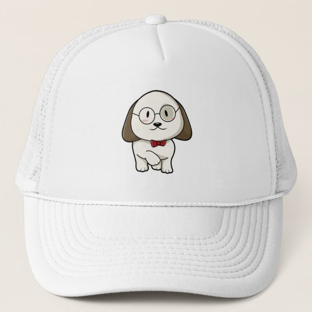 Dog as Groom with Tie & Glasses Trucker Hat (Front)