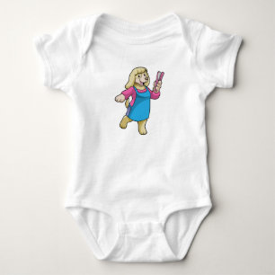 Dog as Hairdresser with Comb Baby Bodysuit