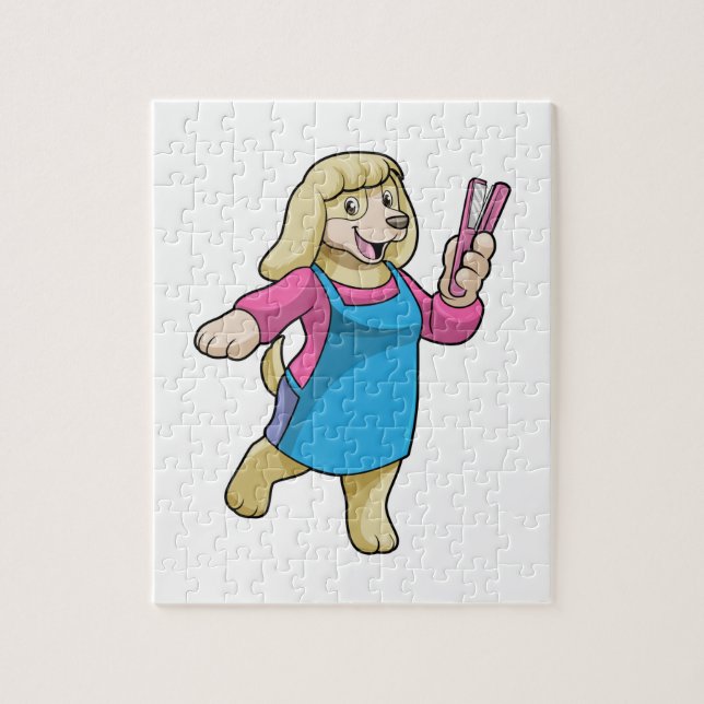 Dog as Hairdresser with Comb Jigsaw Puzzle (Vertical)