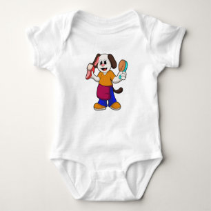 Dog as Hairdresser with Razor Baby Bodysuit