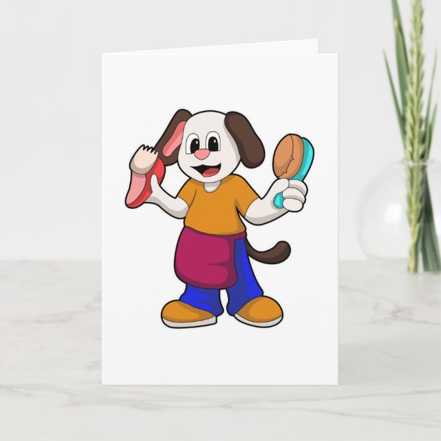 Dog as Hairdresser with Razor Card (Front)