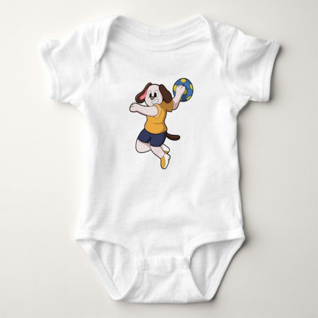 Dog as Handball player with Handball Baby Bodysuit (Front)