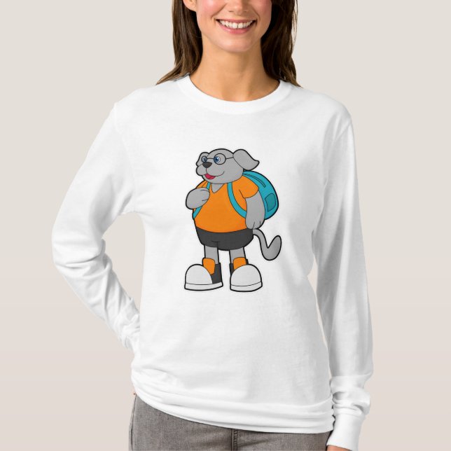Dog as Hiker with Backpack T-Shirt (Front)
