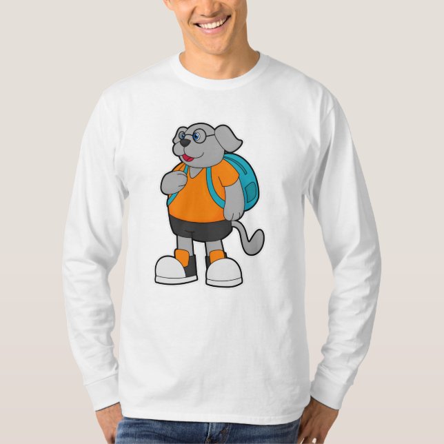 Dog as Hiker with Backpack T-Shirt (Front)