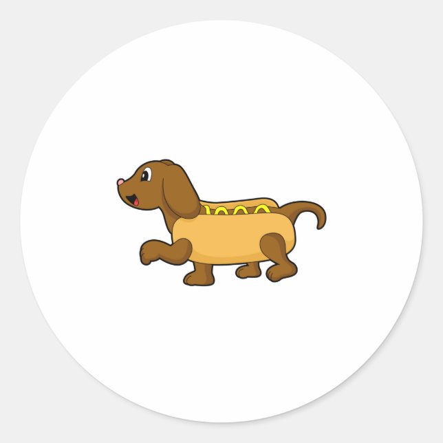 Dog as Hotdog Classic Round Sticker (Front)