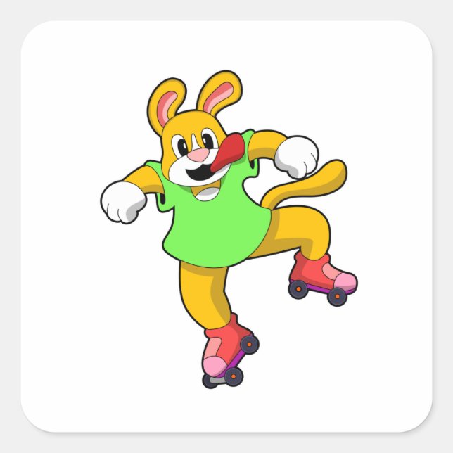 Dog as Inline Skater with Inline Skates Square Sticker (Front)