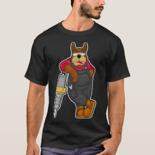 Dog as Mechanic with Spark plug T-Shirt