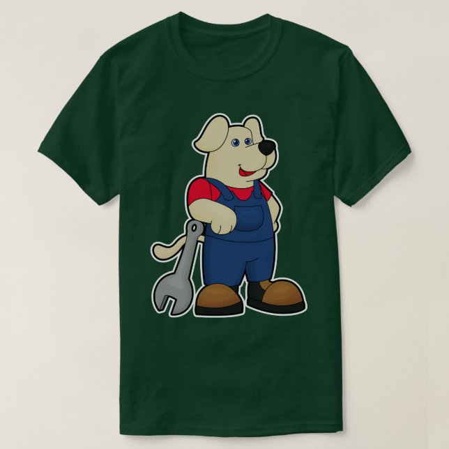 Dog as Mechanic with Wrench T-Shirt (Design Front)