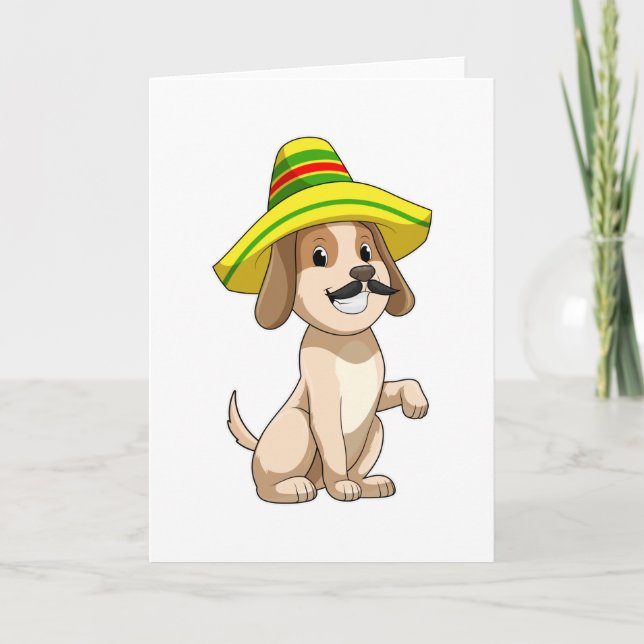 Dog as Mexican with Straw hat Card (Front)