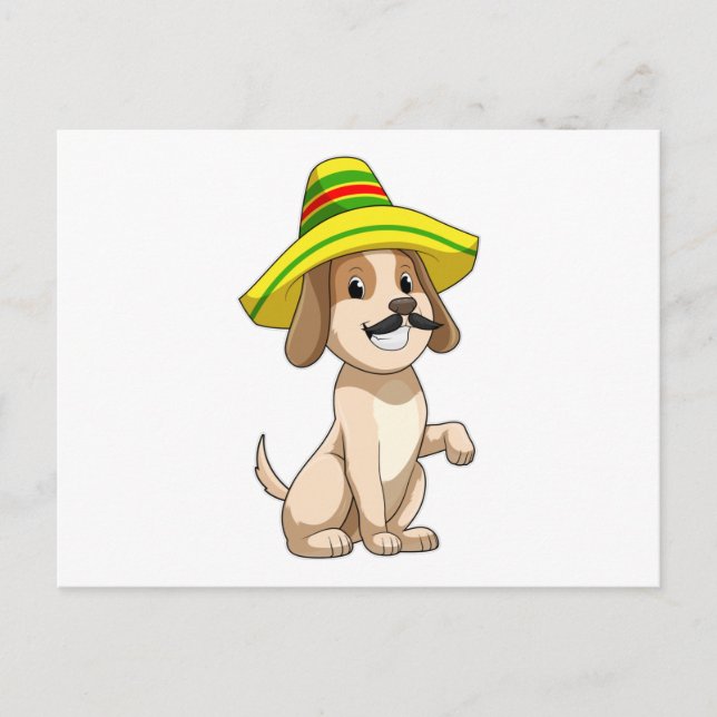 Dog as Mexican with Straw hat Postcard (Front)