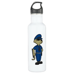 Dog as Police officer with Baton & Sunglasses 710 Ml Water Bottle