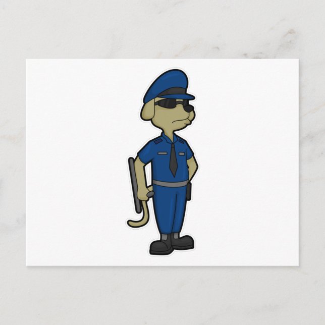 Dog as Police officer with Baton & Sunglasses Postcard (Front)