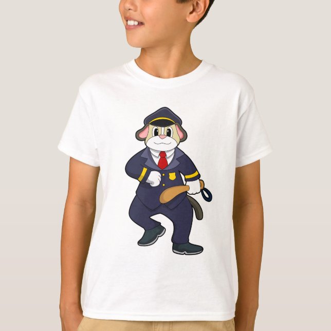 Dog as Police officer with Police uniform T-Shirt (Front)