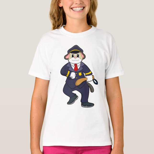 Dog as Police officer with Police uniform T-Shirt (Front)