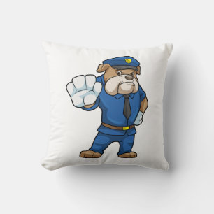 Dog as Police officer with Uniform Cushion