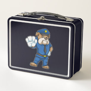 Dog as Police officer with Uniform Metal Lunch Box